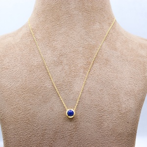 Wholesale 925 Sterling Silver Yellow Gold Plated Natural Round <b>Lapis</b> <b>Lazuli</b> Bezel <b>Pendant</b> Necklace Memoria Jewels - Product Image 2