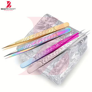 Pinzas Profesionales para Pestañas con Punta de Fibra para un Fácil Volumen en Abanico, Equipo de Extensión de Pestañas de Acero Inoxidable de Alta Calidad No Magnético - Product Image 2