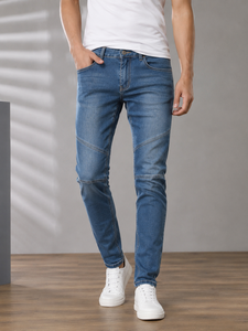 FAWKES Sports – Jean en denim noir coupe droite pour homme, taille mi-haute, décontracté, en coton, jambe droite, délavage classique, style automne, respirant - Product Image 3