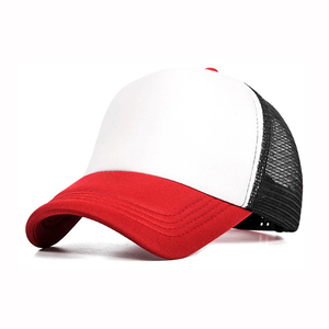 White Red Trucker Cap Mesh Back 6-Panel Adjustable Unisex Casual <b>Hat</b> Spring <b>Summer</b> - Product Image 1