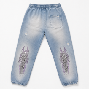 Men Acid Wash Style Graphic Jogger Pants Midweight Cotton Distressed Sweatpants Silk Screen Printed Streetwear Relaxed Fit - Product Image 2