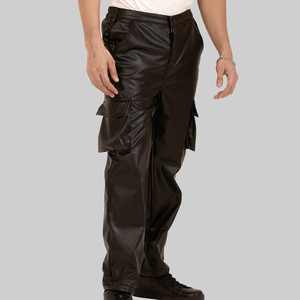 2026 New Design Lightweight High Elastic Waist Casual Breathable Waterproof <b>Leather</b> <b>Pants</b> Plus Size Customized <b>Men's</b> for Online - Product Image 2