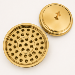 Plateau de service de communion finition or, ensemble en acier inoxydable, plateau sacré avec couvercle, assiette pour cérémonie religieuse - Product Image 5