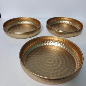 Modern Round Brass <b>Tray</b> Decorative Serving Plate for Coffee Table <b>Vanity</b> Countertop Home Hotel Restaurant Use - Product Image 3