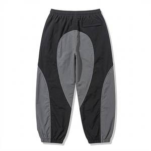 New Sales Custom Logo Grey Men's Nylon <b>Wind</b> <b>Breaker</b> Black Panel With Pants Set For Summer Quick Dry Set Streetwear Zipper Jacket - Product Image 5