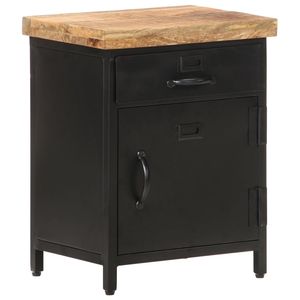 Table de chevet noire et en bois naturel, commodes élégantes pour la décoration de chambre à coucher - Product Image 2