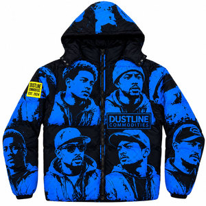 Hooded Collar Front Thick <b>Warm</b> Winter Outdoor Breathable Windproof Canvas Zipper Coated Unisex Fashion Style Print Puffer <b>Jacket</b> - Product Image 4