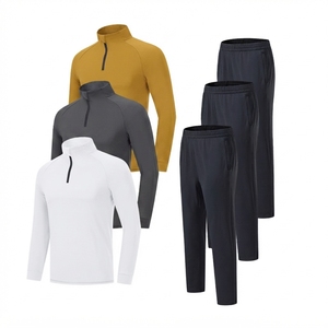 Conjunto Deportivo de Dos Piezas para Hombre, Camiseta y Pantalones Transpirables y Ecológicos con Cierre de 1/4, Ropa de Gimnasio, Informal, para Fitness - Product Image 2