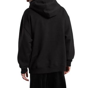 เสื้อฮู้ดสวมหัวของผู้ชายผ้าฝ้าย100% ออกแบบได้ตามต้องการ500gsm สไตล์หลวมเปิดไหล่สำหรับฤดูหนาว - Product Image 6