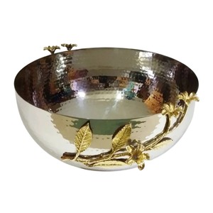 Elegante Tazón para Servir de Acero Inoxidable Dorado con Diseño de Orquídea, Hecho a Mano, para Decoración del Hogar y Regalos de Boda - Product Image 4