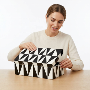 Hot Selling Handmade Collection Luxury Rectangle Handmade European Style Jewelry Storage Box Custom Model Pattern Resin Inlay - Product Image 1
