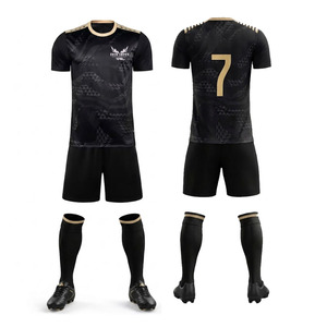 Conjunto de Uniforme de Fútbol Sublimado Personalizado, Estampado Negro, Manga Corta, Corte Atlético para Hombre, Todas las Temporadas, Absorbe la Humedad, Equipación de Equipo - Product Image 1