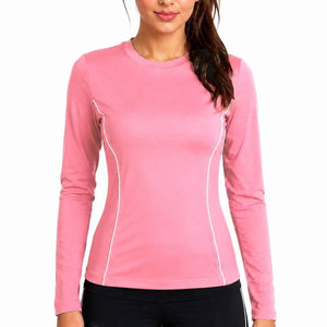 Camiseta Deportiva de Manga Larga para Mujer, Compresión, Ajuste al Cuerpo, Elástica en 4 Direcciones, Cuello Redondo, Sin Costuras, para Gimnasio y Running, Venta al Por Mayor - Product Image 1