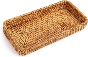 Handmade Woven Plant Fiber Round Decorative Tray With Bamboo Handles Rustic Style Craft For <b>Home</b> Decoration - Product Image 6