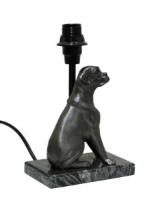 Base de Lámpara de Mesa de Plata Antigua, Hecha a Mano, de Aluminio Fundido, con Estatua de Cachorro Sentado sobre Pedestal de Mármol, Sin Pantalla - Product Image 3