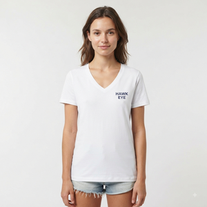 Camiseta de Cuello en V para Mujer Hawk Eye, Manga Corta, 100% Algodón, Informal, Transpirable, Tejido Jersey, para Primavera y Verano - Product Image 1