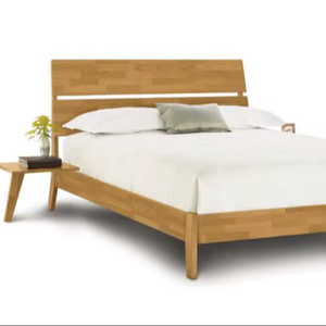 Modern Solid Wood <b>Platform</b> <b>Bed</b> with Floating Nightstand Mid Century Natural Wood Bedroom Furniture - Product Image 1