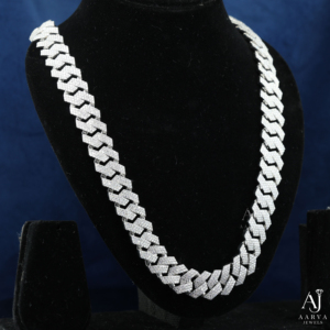 AARVA JEWELS Men's Rhodium Plated 925 Silver Moissanite Engagement Spike <b>Statement</b> <b>Necklace</b> Link Chain Hiphop Geometric Everyday - Product Image 1