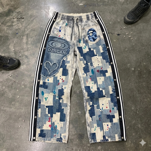 Pantalones de Cintura Alta con Estampado Versátil, Holgados, Transpirables y Ecológicos, Estilo Europeo Americano para Mujer, Primavera - Product Image 2