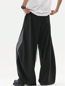 Pantalon de survêtement ample pour homme, coupe large, blocs de couleur, sans revers, style streetwear, avec cordon de serrage - Product Image 3