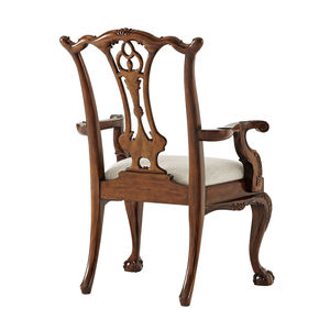 Silla de Comedor Clásica Contemporánea de Madera de Haya Resistente, Tapizada en Lino, Tallada a Mano, Muebles de Lujo para Comedor - Product Image 3