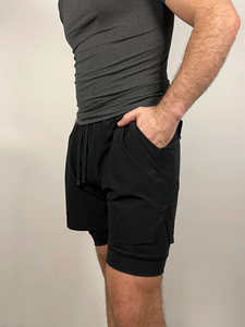 Pantalones Cortos Deportivos Personalizados al por Mayor para Hombre, 2 en 1, Color Sólido Personalizado, Compresión, Secado Rápido, para Correr, Entrenamiento, Gimnasio, Fitness - Product Image 5
