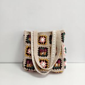 Sac fourre-tout en toile à motif bonbons vintage, style bohème, fermeture éclair durable, deux motifs géométriques en polyester, fleurs, cadeau pour elle - Product Image 4