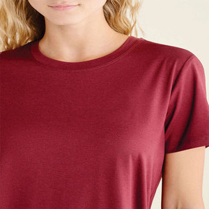 Camiseta de Mujer a la Moda, Personalizada, Corte Ajustado, Cuello Redondo, Manga Corta, Mezcla de Algodón, Proveedor Mayorista de Fábrica OEM ODM - Product Image 4
