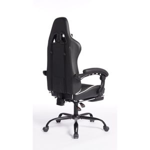 Sedia da Gaming DEEPfurniture E Sports Bianca, Comoda e Sicura in Materiale PU, Sedile da Auto con Spugna Sagomata e Funzioni Massaggianti - Product Image 2