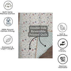 <b>Car</b> Design Organic Pure Cotton All-Season Comfortable Reversible Jaipur Hand Block Printed Soft Baby Quilt Hypoallergenic - Product Image 2