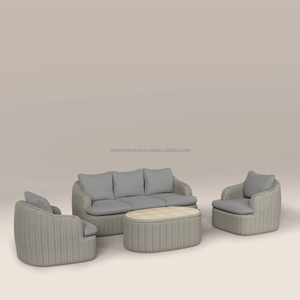 Modern Rattan <b>Garden</b> <b>Set</b> with Sofa and Two Armchairs for Outdoor Use Weather Resistant Contemporary Design - Product Image 2