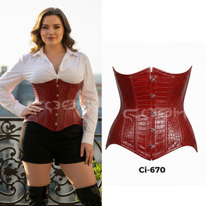 Corsé de cuero con textura de cocodrilo rojo OEM personalizado para fiestas y discotecas |   Fabricante de Ropa de Moda Personalizada - Product Image 5