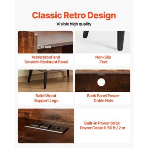 <b>Record</b> Player <b>Stand</b> with LED Light 3-Tier Turntable <b>Stand</b> with Charging Station Holds 150 Vinyl Albums - Product Image 5