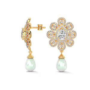 Pearl Drop <b>Earrings</b> Flower <b>Dangle</b> <b>Earrings</b> Gold Plated Jewelry for Women Party Gift - Product Image 3