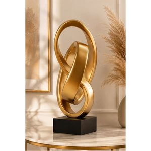 Sculpture de table moderne de luxe en or abstrait, anneaux entrelacés, ornement d'art métallique contemporain pour hôtel et salon - Product Image 1