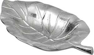 Plateau en acier inoxydable argenté, forme feuille large texturée, pour rangement de clés et bijoux, organisateur de table, poli et durable - Product Image 2