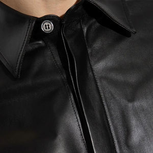 Camisas de Cuero para Hombre, Ropa Casual de Invierno, Logotipo Bordado Personalizado, Cuero Vacuno Genuino, Ropa de Calle para Clubes y Fiestas, Camisa Resistente al Viento - Product Image 4