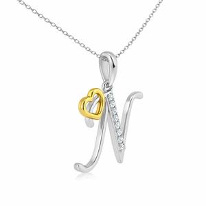 Colgante de Diamante con Inicial N, Amor Eterno, Romántico, con Escritura de Amor - Product Image 2