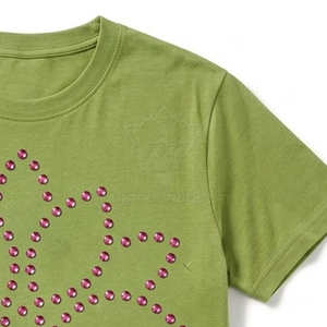 T-shirt en coton décontracté personnalisé avec strass graphiques et cristaux scintillants, vente en gros, OEM ODM - Product Image 5