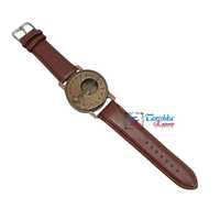 Boussole solaire plaquée laiton antique avec bracelet en cuir marron, montre nautique vintage rétro faite à la main, électroplaquée, pour la navigation et la randonnée