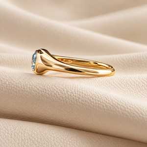 1 CT Fancy Blue Pear Cut Lab Grown Diamond <b>Signet</b> Engagement <b>Ring</b> 10K 14K 18K Solid Gold Fine Jewelry IGI Certified <b>Women</b> - Product Image 2
