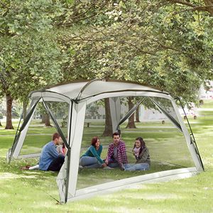 Tenda con Zanzariera 3,6x3,6m UV50+ 2 Porte Facile da Montare con Borsa per il Trasporto Bianca per Attività di Campeggio all'Aperto con Struttura a Due Camere - Product Image 2
