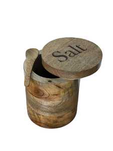 Contenedor Redondo de Madera de Olivo de Lujo Natural House para Especias, Pimienta y Sal con Tapa Giratoria de Uttar Pradesh - Product Image 3