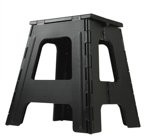 Foldable <b>Plastic</b> <b>Stool</b> with Circular Pattern Top for Home Use Modern Minimalist Design Black Color - Product Image 6