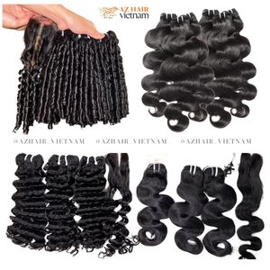 Extensions de cheveux humains Remy purs, noir naturel, cheveux vierges vietnamiens non traités, ondulés, double trame, Azhair - Product Image 5