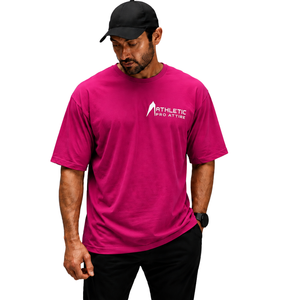 Camiseta Extra Grande para Hombre, 100% Algodón, Color Rosa Intenso, Cuello Redondo, Manga Corta, Transpirable, Informal, para Gimnasio, Ropa Deportiva, Entrenamiento - Product Image 1