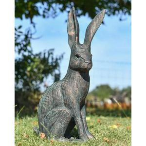 Estatua de Conejo de Orejas Grandes, Decoración de Pascua, Escultura de Conejo con Acabado Antiguo en Verde Pátina - Product Image 6