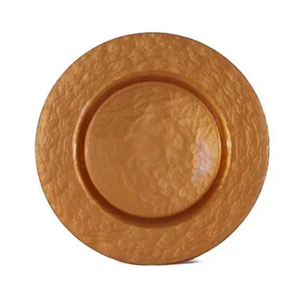 Assiette de service en cuivre de luxe, ronde, décorative, avec anneau central surélevé et bord perlé, pour table de mariage - Product Image 3