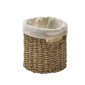 Panier rustique multifonction en jonc de mer, petit panier rond en jonc de mer avec doublure, panier tissé à la main pour la décoration de table en provenance du Vietnam - Product Image 5