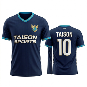 Camiseta de Fútbol para Hombre, Premium, 150 GSM, Tejido de Poliéster Transpirable, Diseño de Rayas Negras, Logotipo Personalizado por Sublimación, Ajuste Cómodo - Product Image 3